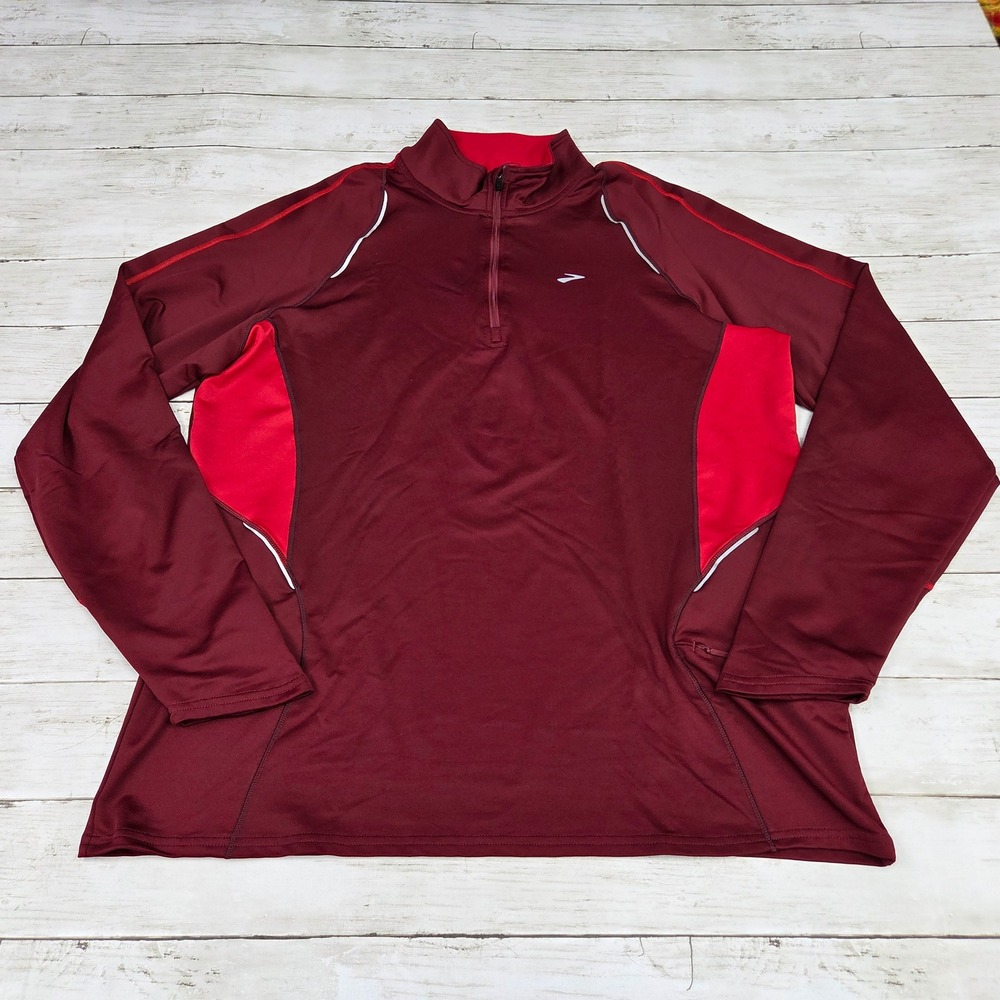 Brooks Equilibrium Technology 1/4 Zip Pullover Men L Maroon Red Running Top
